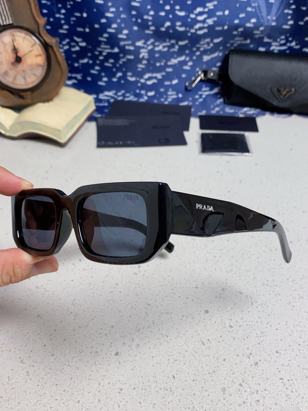 Prada Square Black Lens Sunglasses for Men & Women - detail image 6