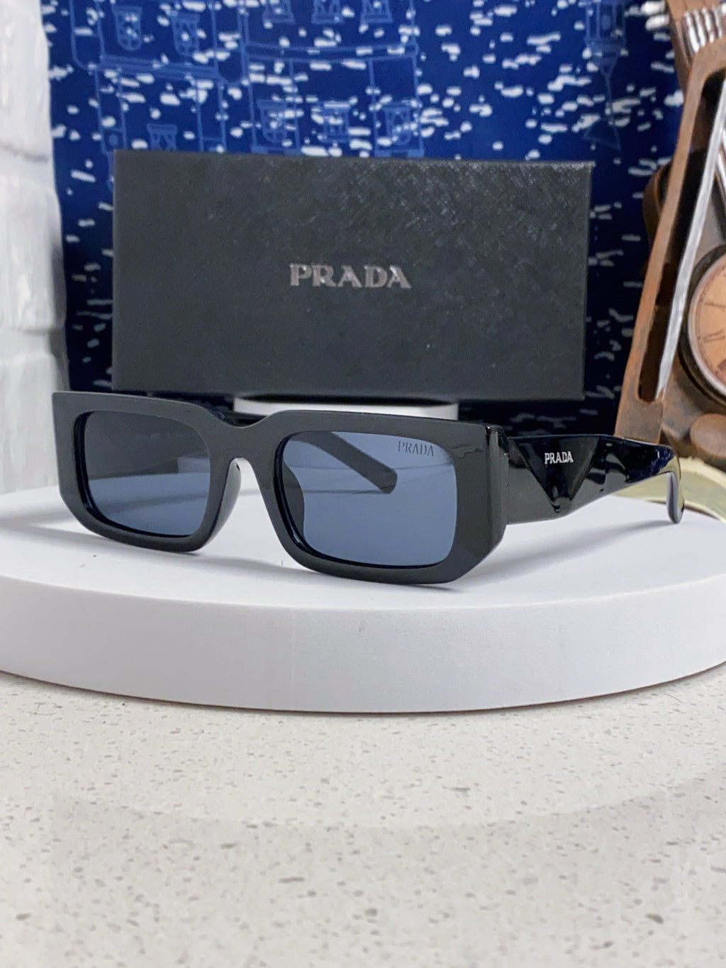 Prada Square Black Lens Sunglasses for Men & Women - 432134