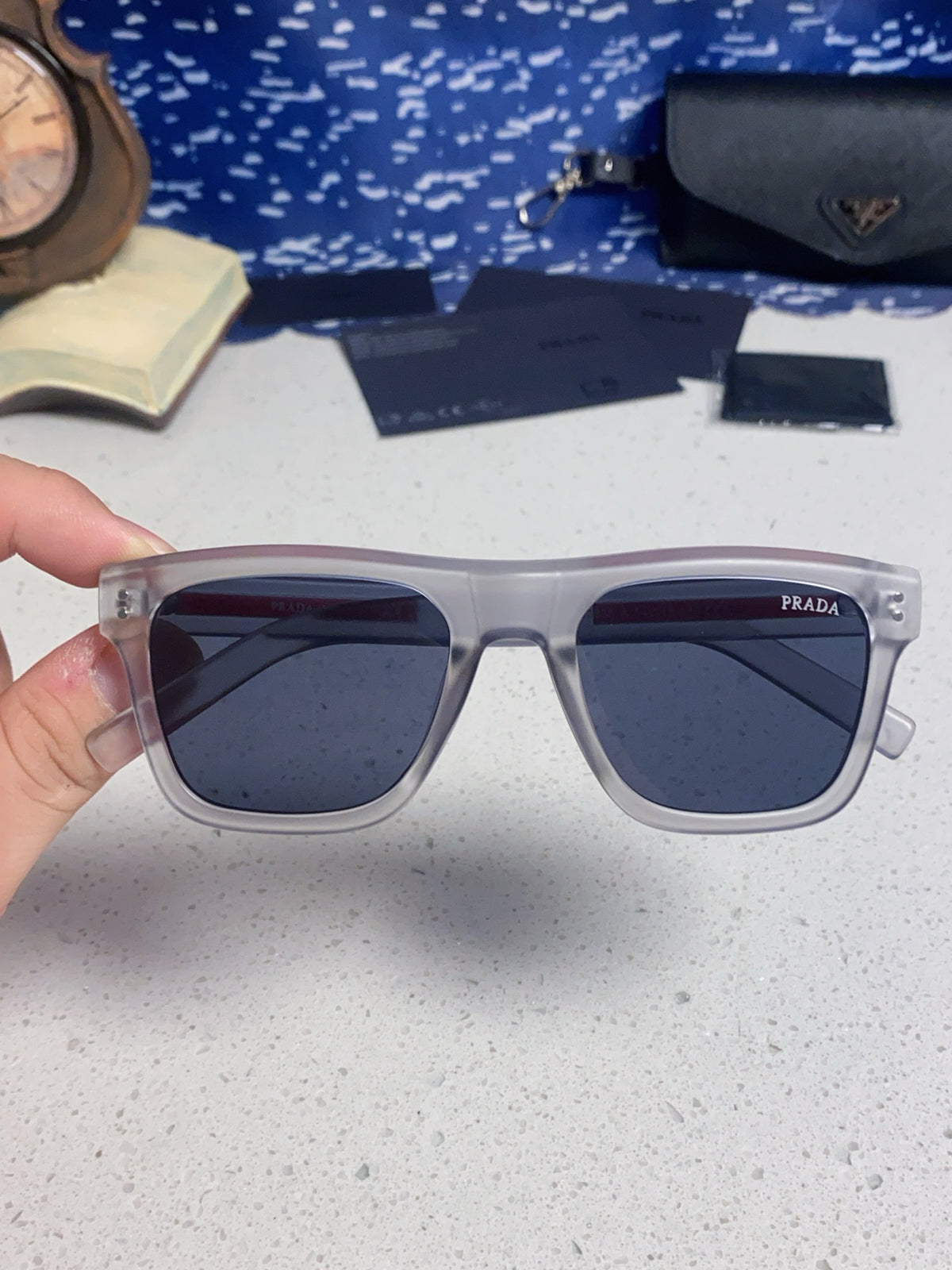 Prada Square Blue Lens Sunglasses for Men & Women - 432051 - detail image 4
