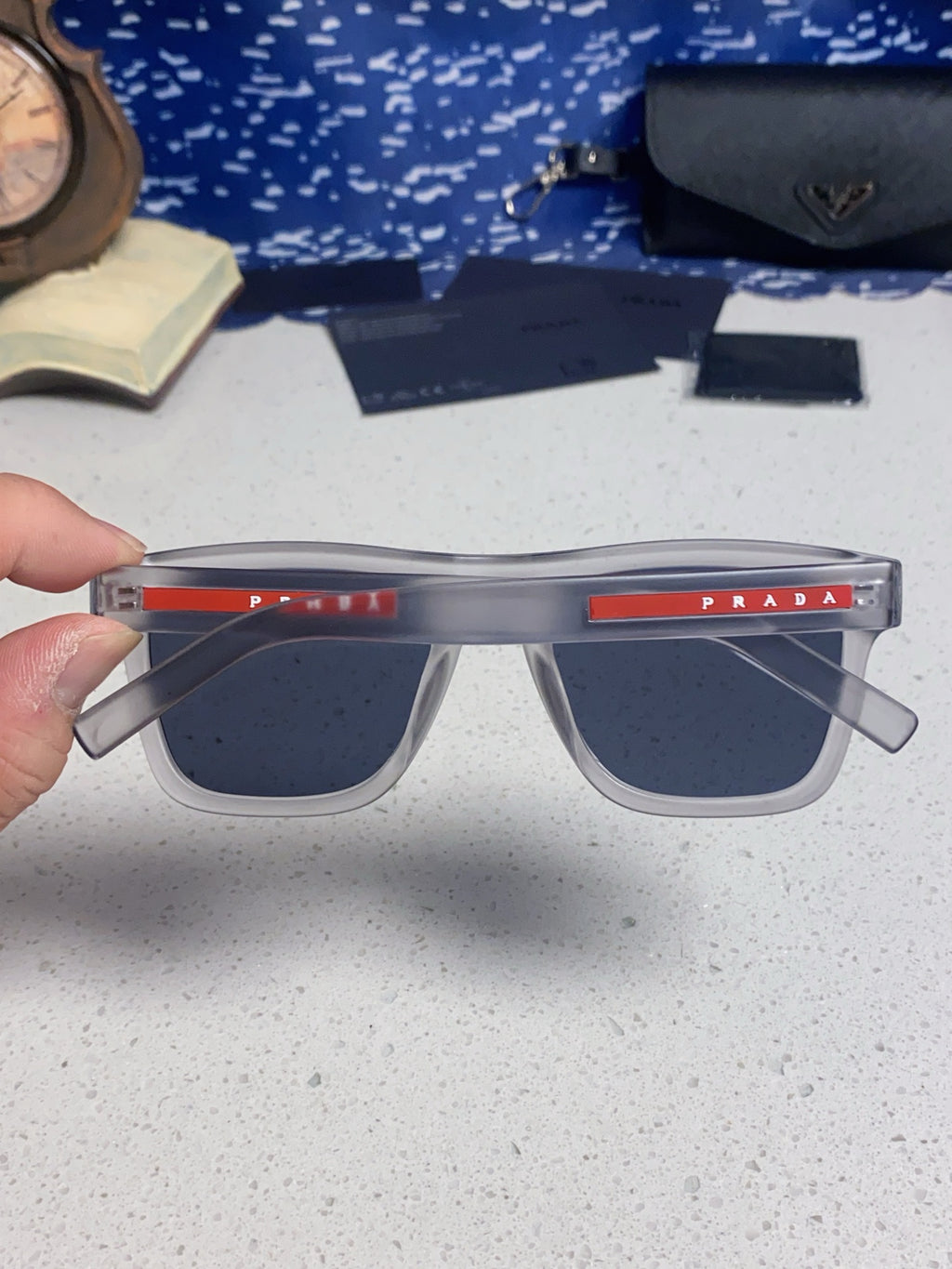 Prada Square Blue Lens Sunglasses for Men & Women - 487016 - detail image 5