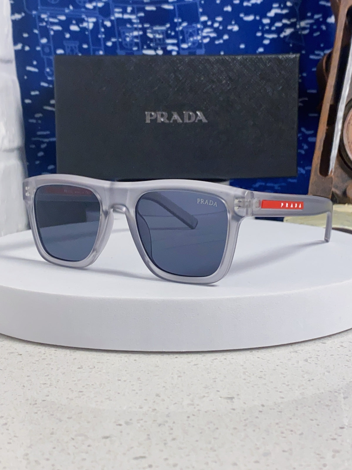 Prada Square Blue Lens Sunglasses for Men & Women - 432051