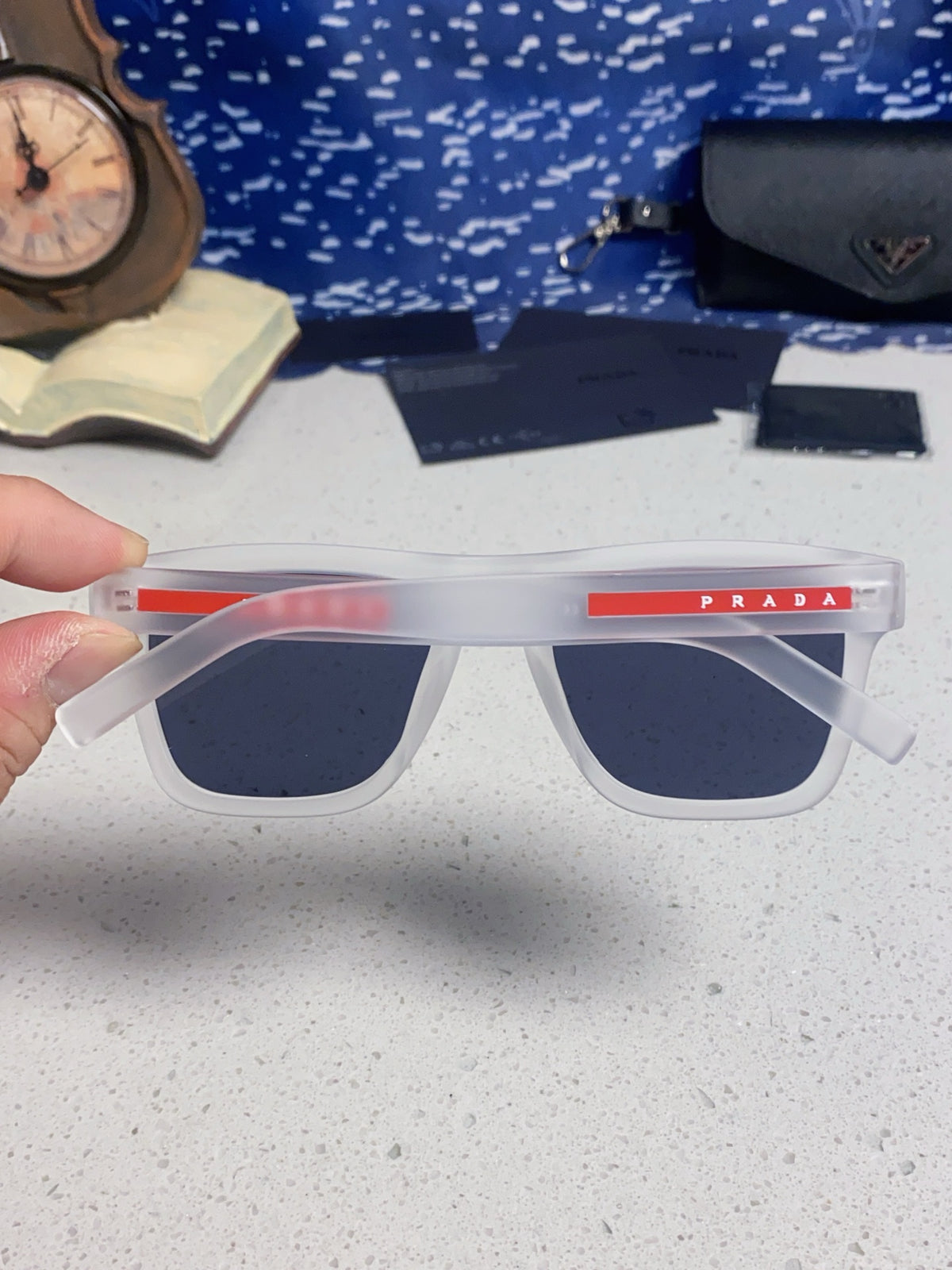 Prada Square Blue Lens Sunglasses for Men & Women - 432052 - detail image 5