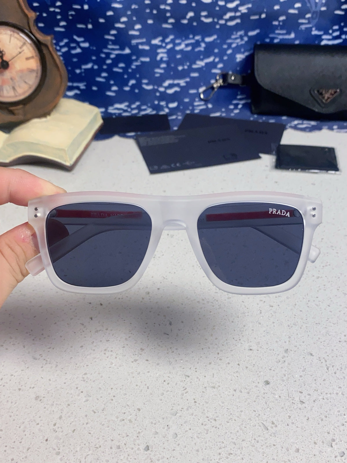 Prada Square Blue Lens Sunglasses for Men & Women - 432052 - detail image 4
