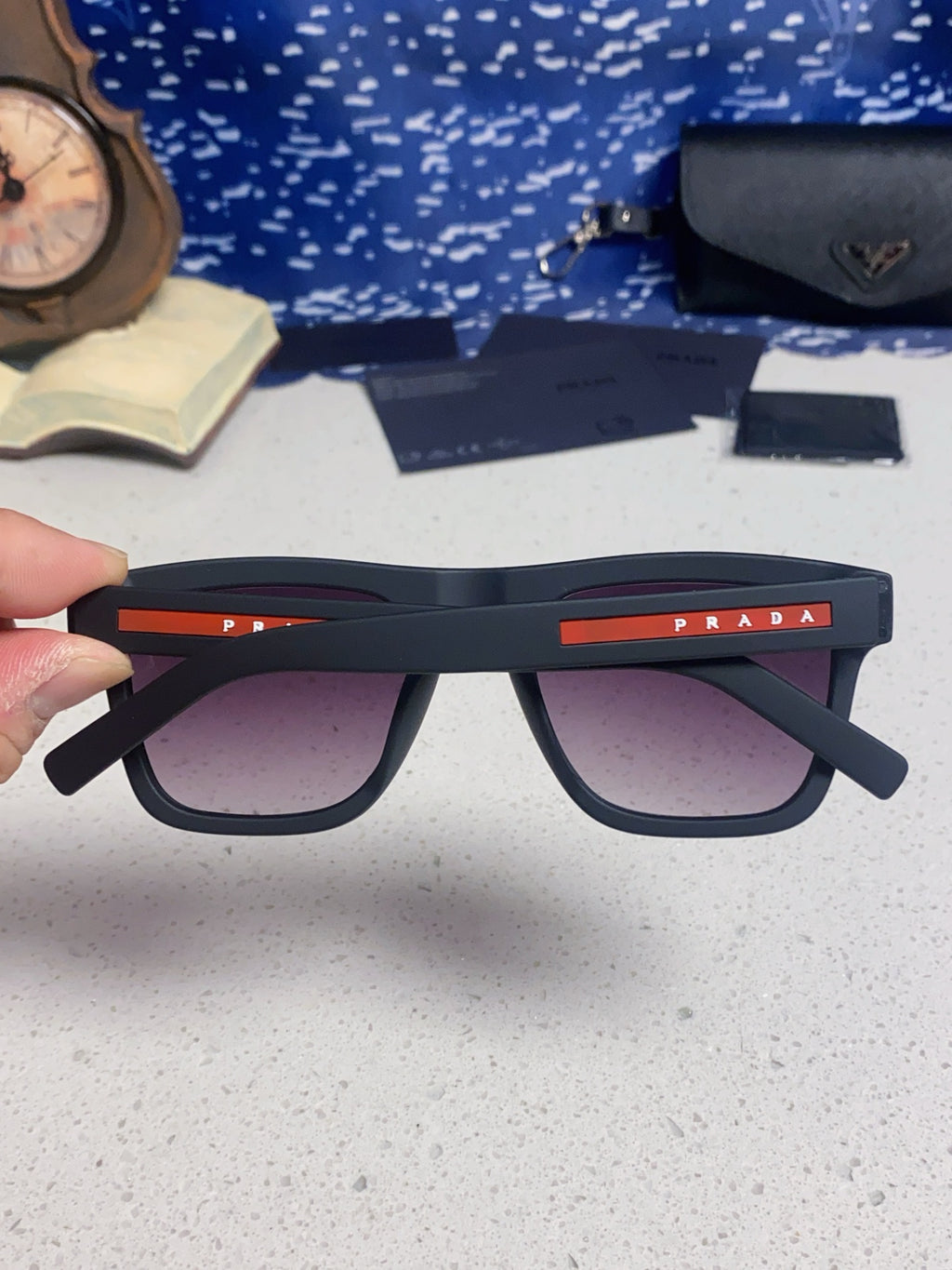 Prada Square Blue Lens Sunglasses for Men & Women - 432054 - detail image 5