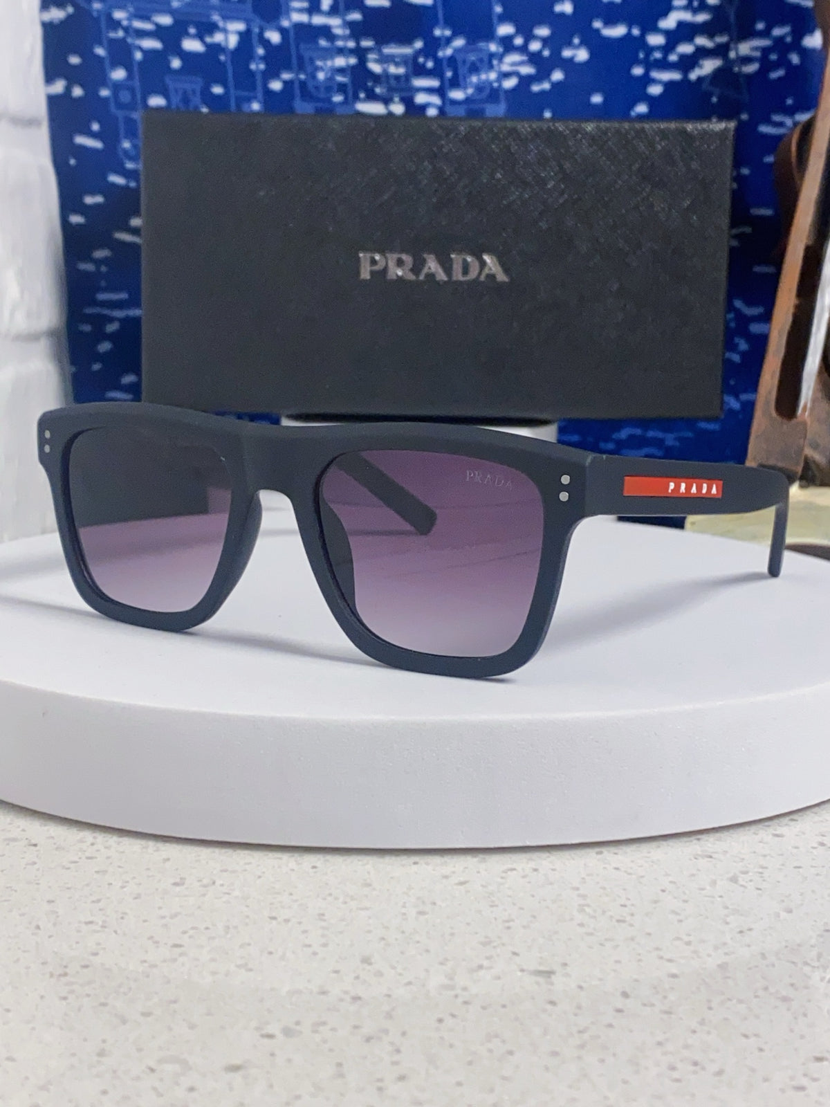 Prada Square Blue Lens Sunglasses for Men & Women - 432054