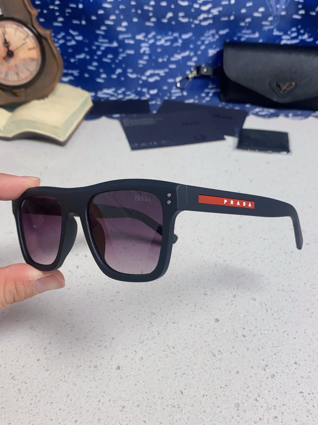 Prada Square Blue Lens Sunglasses for Men & Women - 432054 - detail image 6
