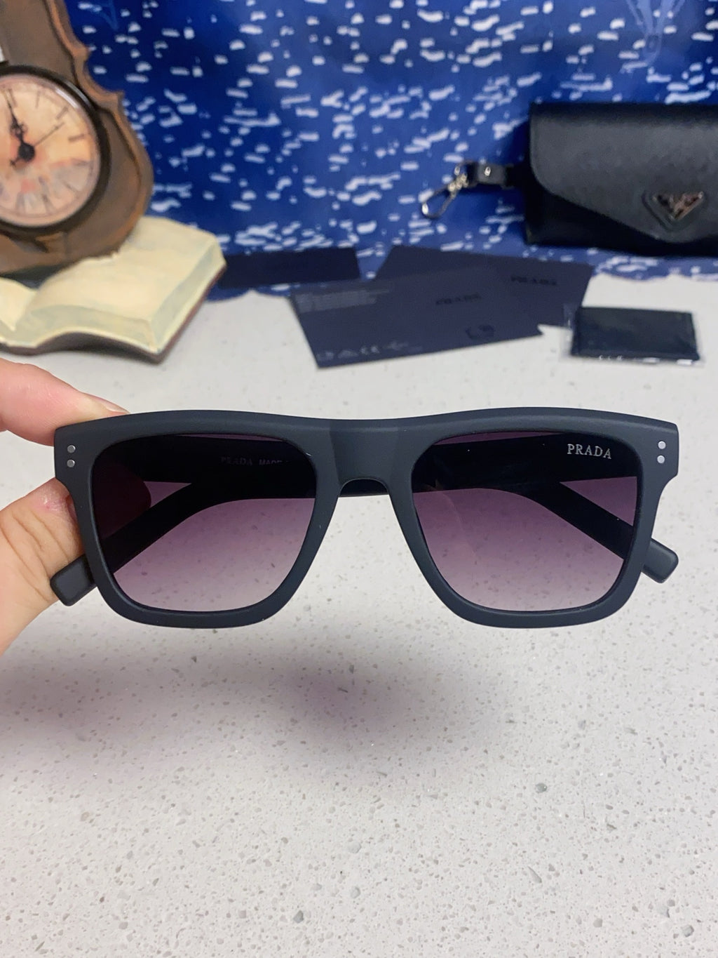 Prada Square Blue Lens Sunglasses for Men & Women - 487019 - detail image 4