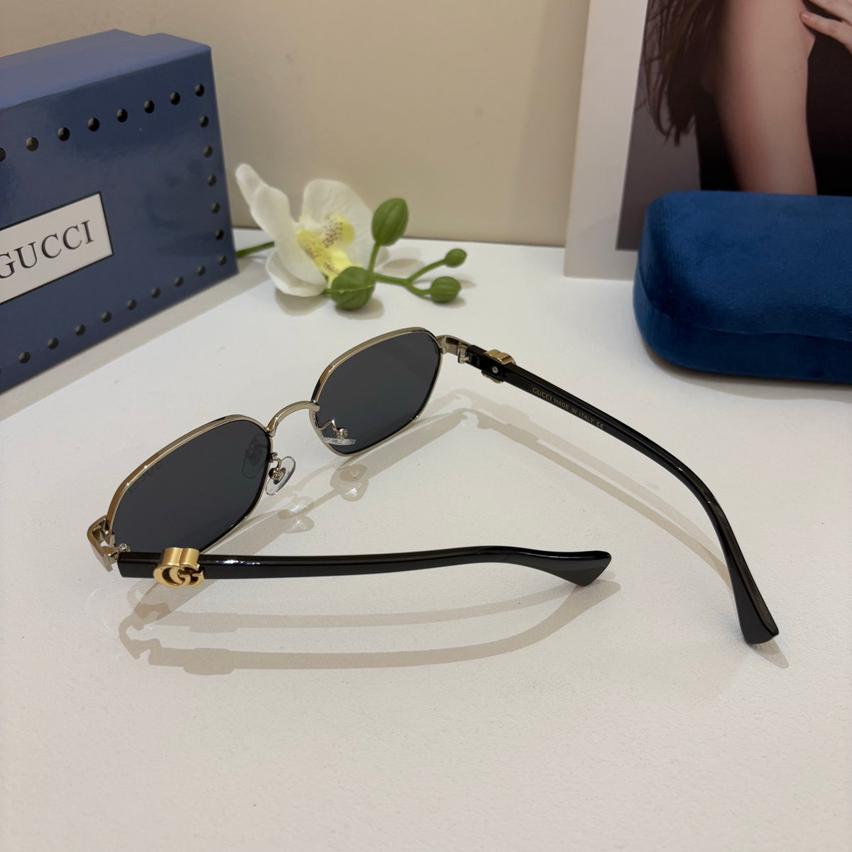 Gucci Polarized Square Silver Lens Sunglasses for Men & Women - 934056 - detail image 2