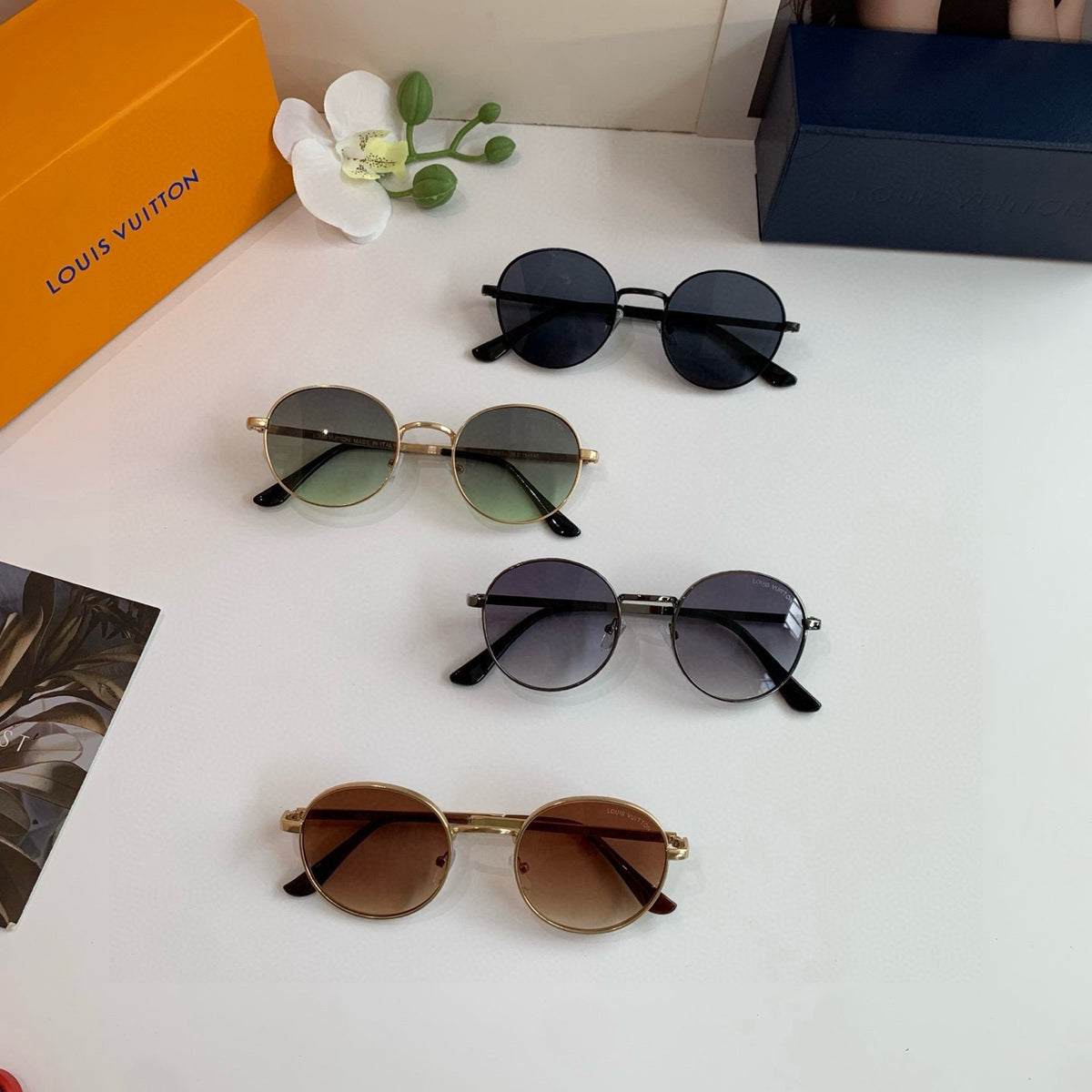 Louis Vuitton Metal Round Silver Lens Sunglasses for Men & Women - 448609