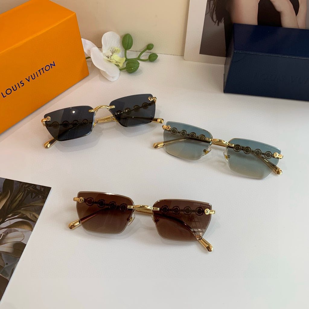 Louis Vuitton Metal Square Brown Lens Sunglasses for Men & Women - 464779 - detail image 3