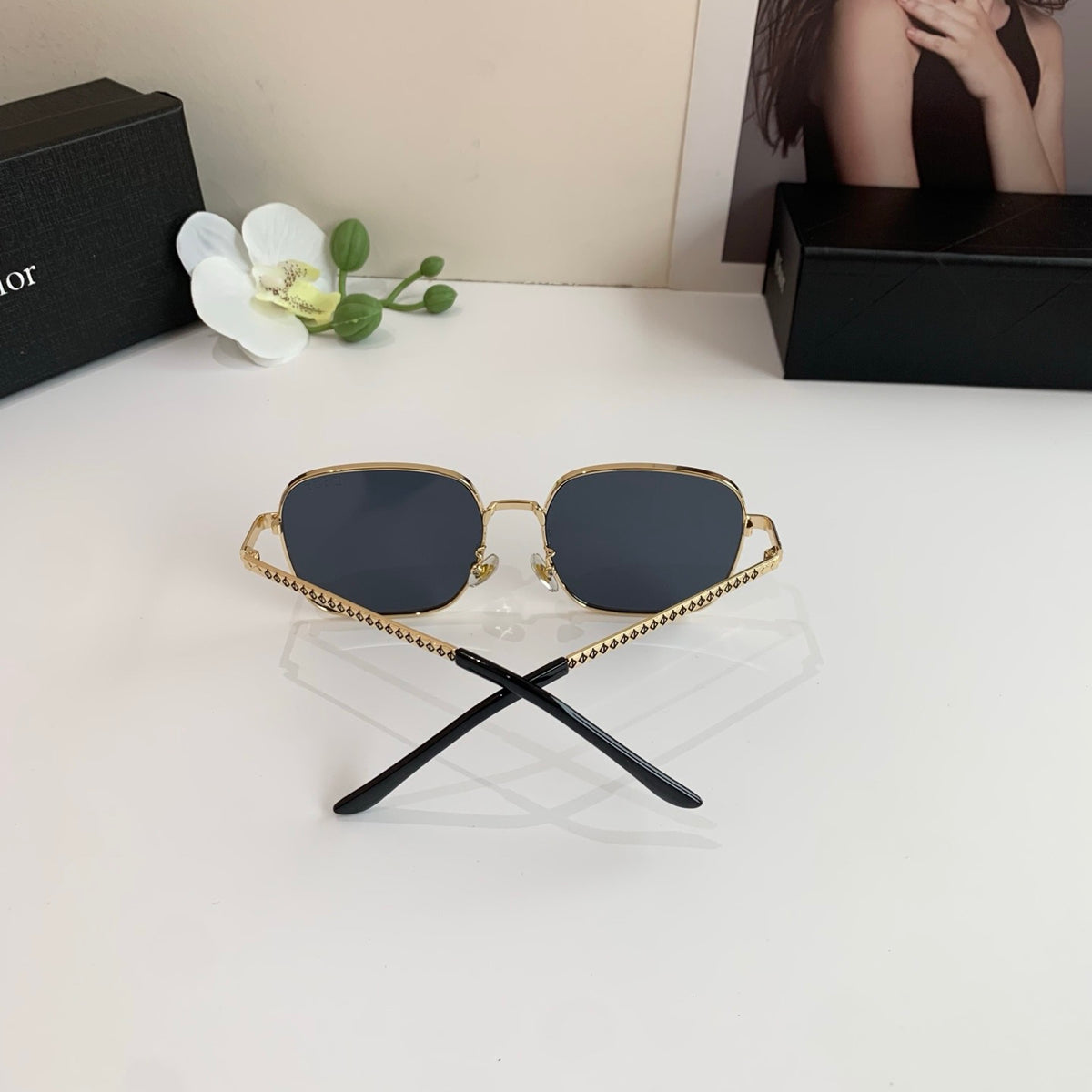 Dior Polarized Metal Square Silver Lens Sunglasses for Men & Women - 465285 - detail image 3