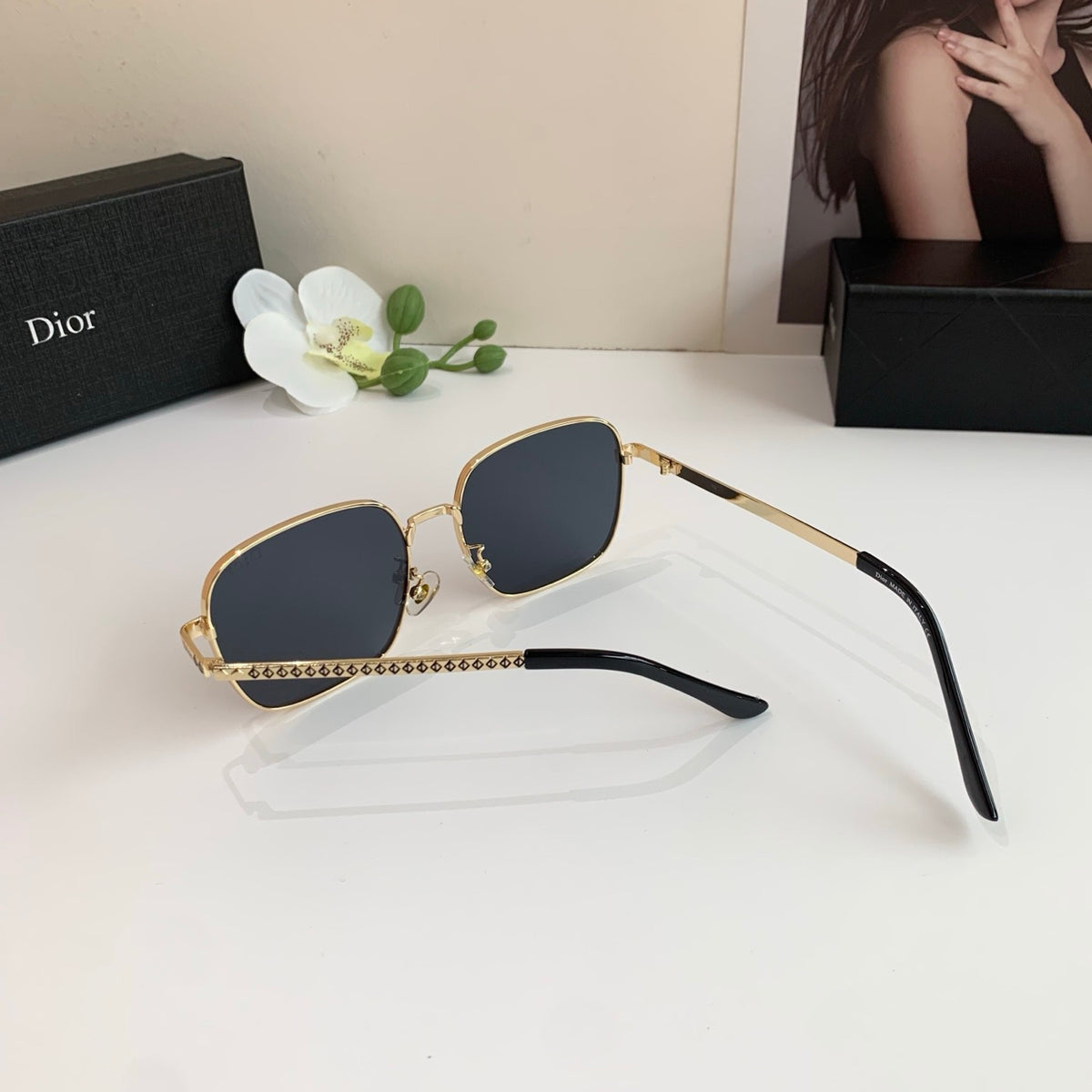 Dior Polarized Metal Square Silver Lens Sunglasses for Men & Women - 465285 - detail image 4