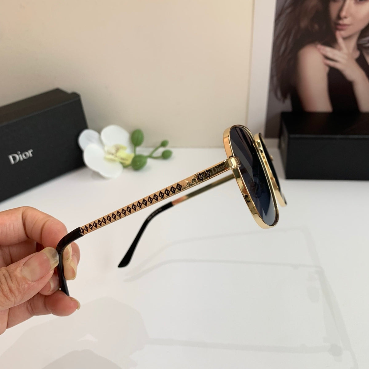 Dior Polarized Metal Square Silver Lens Sunglasses for Men & Women - 465285 - detail image 2