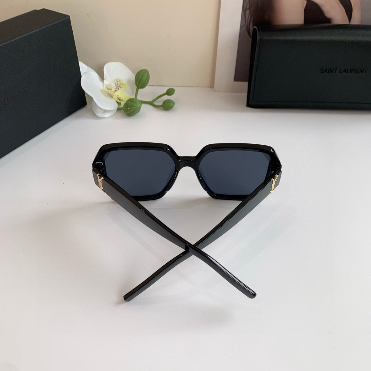 Saint Laurent Square Black Lens Sunglasses for Men & Women - detail image 3