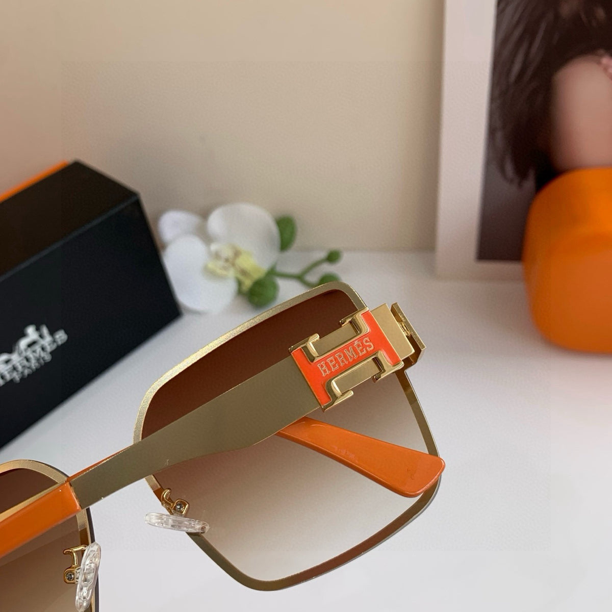 Hermès Square Red Lens Sunglasses for Men & Women - 399445 - detail image 2