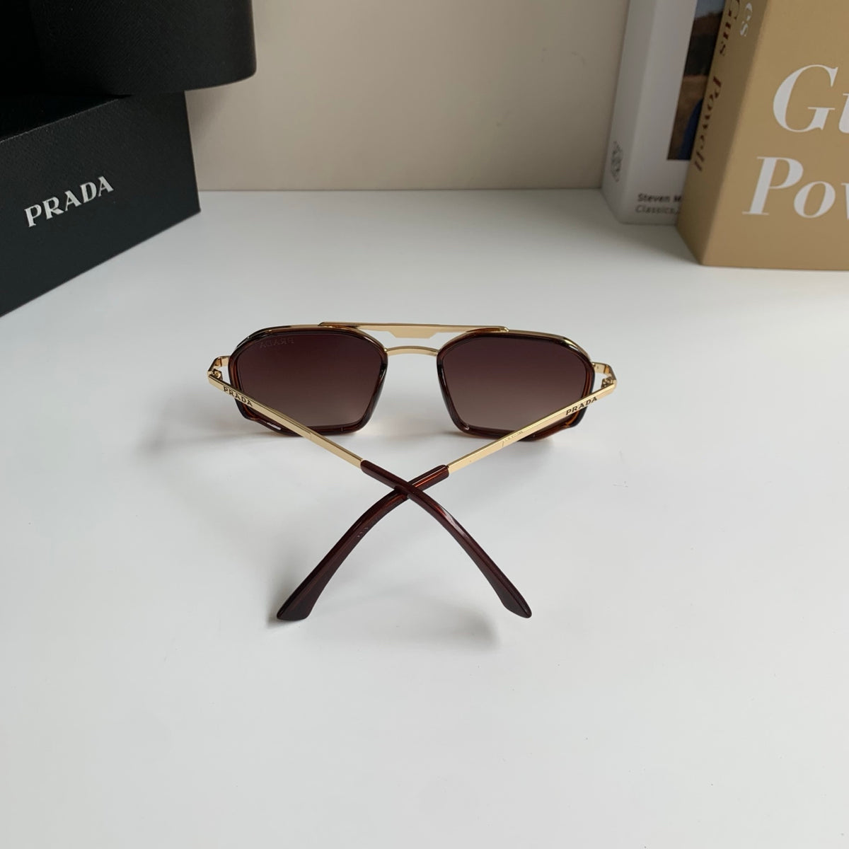 Prada Metal Square Brown Lens Sunglasses for Men & Women - 432072 - detail image 6