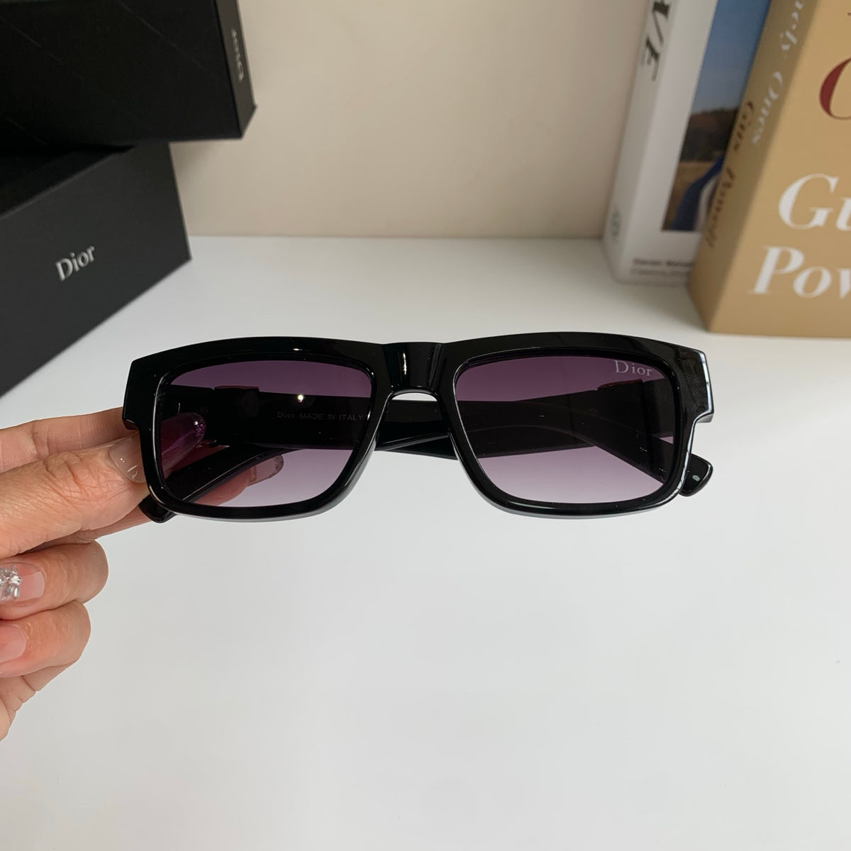 Dior Polarized Square Black Lens Sunglasses for Men & Women - 358211 - detail image 4