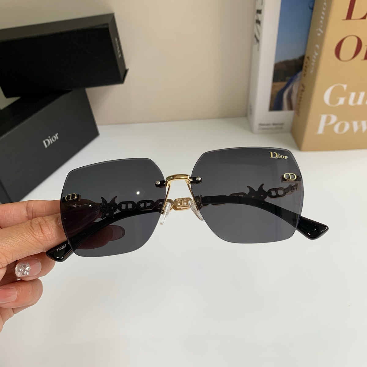 Dior Polarized Square Silver Lens Sunglasses for Men & Women - 415491 - detail image 4