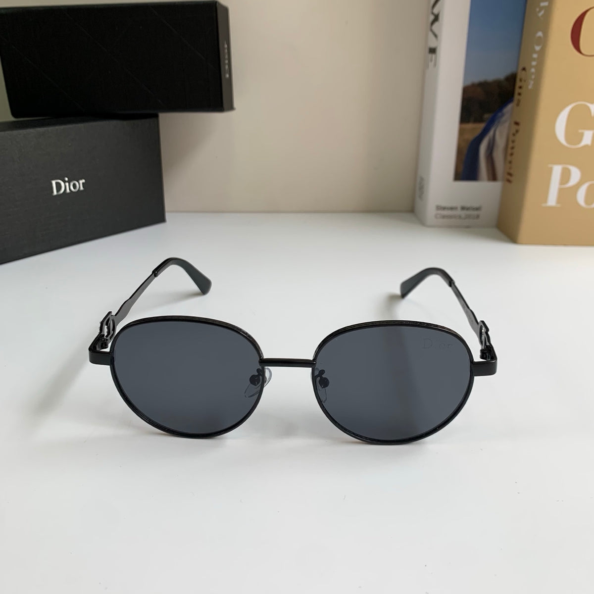 Dior Polarized Metal Fashion Black Lens Sunglasses for Men & Women - detail image 5