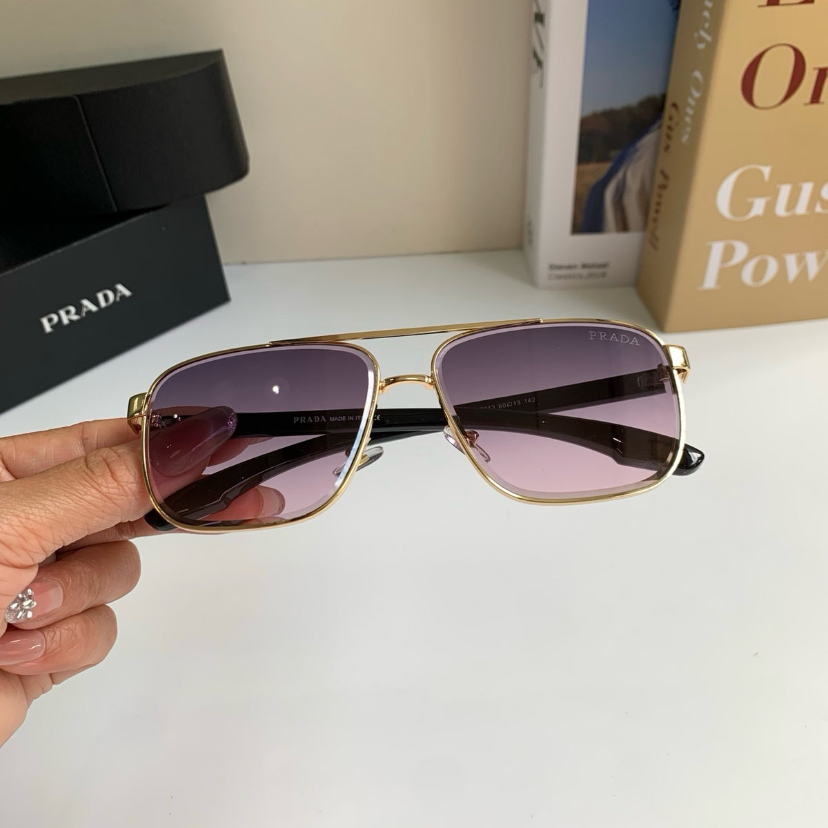 Prada Metal Square Silver Lens Sunglasses for Men & Women - 449401 - detail image 3