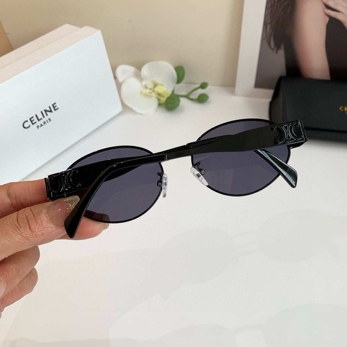 Celine Round Black Lens Sunglasses for Men & Women - 398867 - detail image 4