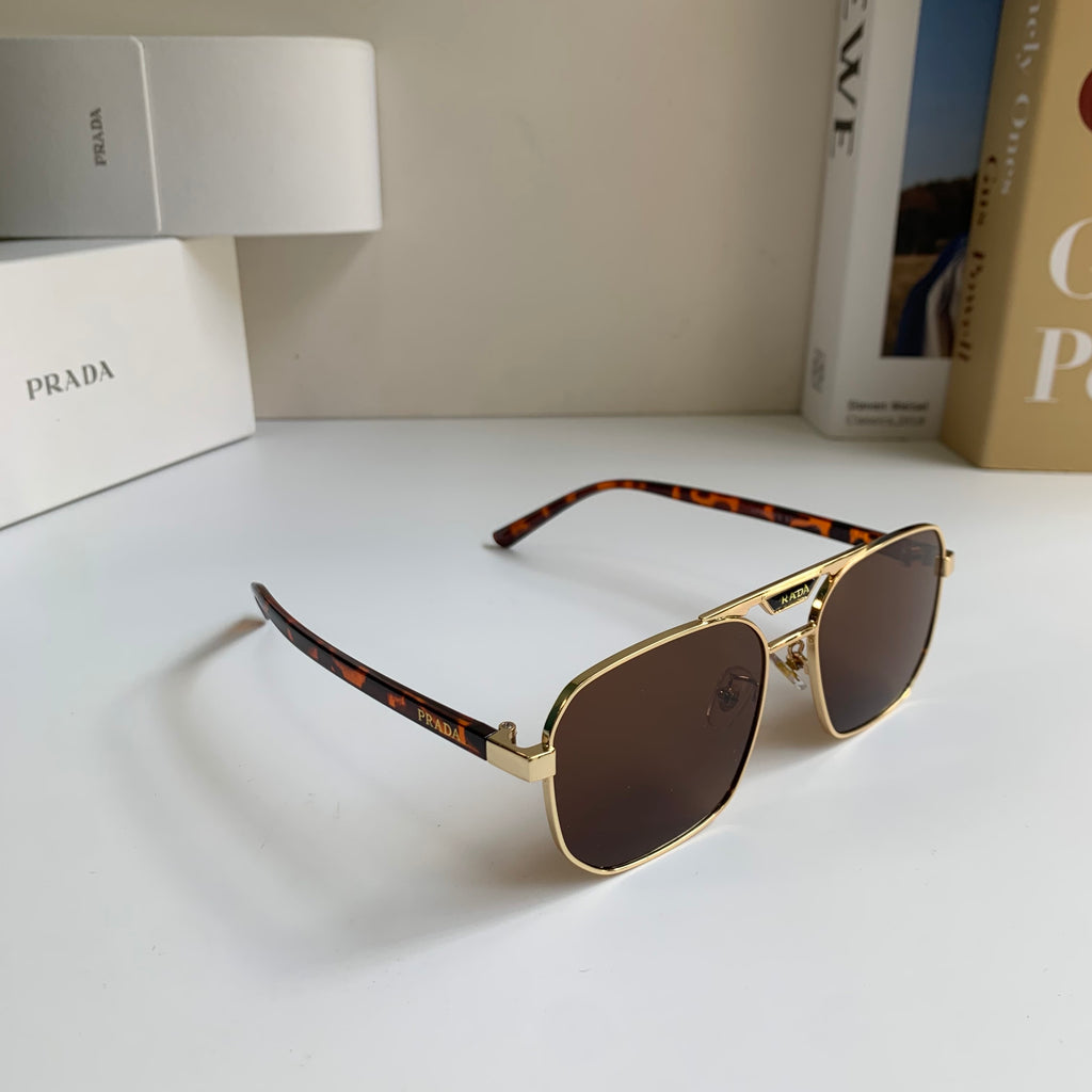 Prada Metal Fashion Brown Lens Sunglasses for Men & Women