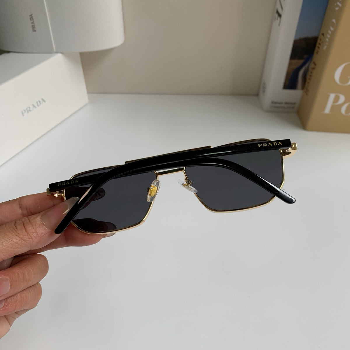 Prada Metal Fashion Silver Lens Sunglasses for Men & Women - detail image 7