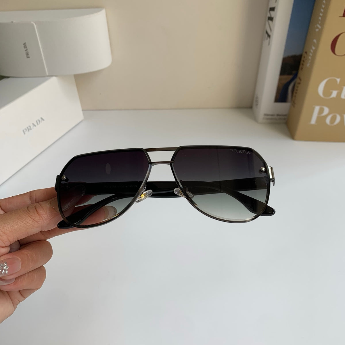 Prada Metal Aviator Silver Lens Sunglasses for Men & Women - 398880 - detail image 3