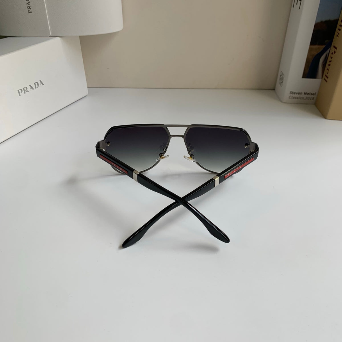 Prada Metal Aviator Silver Lens Sunglasses for Men & Women - 398880 - detail image 8