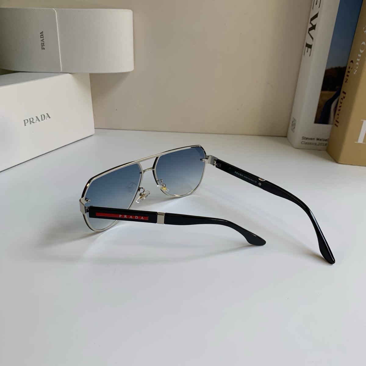 Prada Metal Aviator Silver Lens Sunglasses for Men & Women - 487132 - detail image 7