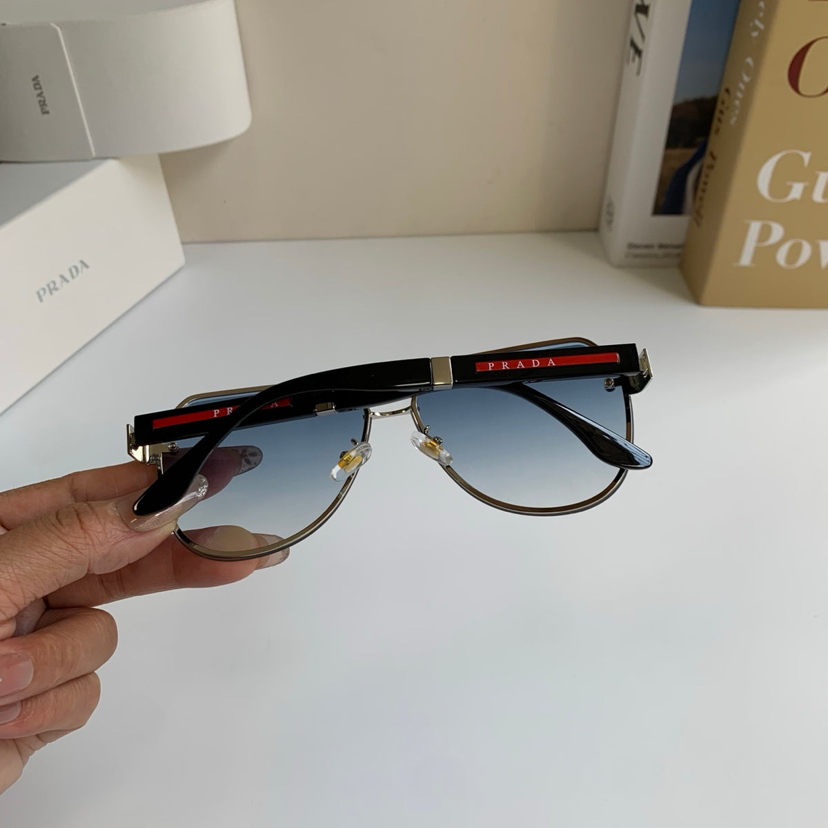 Prada Metal Aviator Silver Lens Sunglasses for Men & Women - 398881 - detail image 6