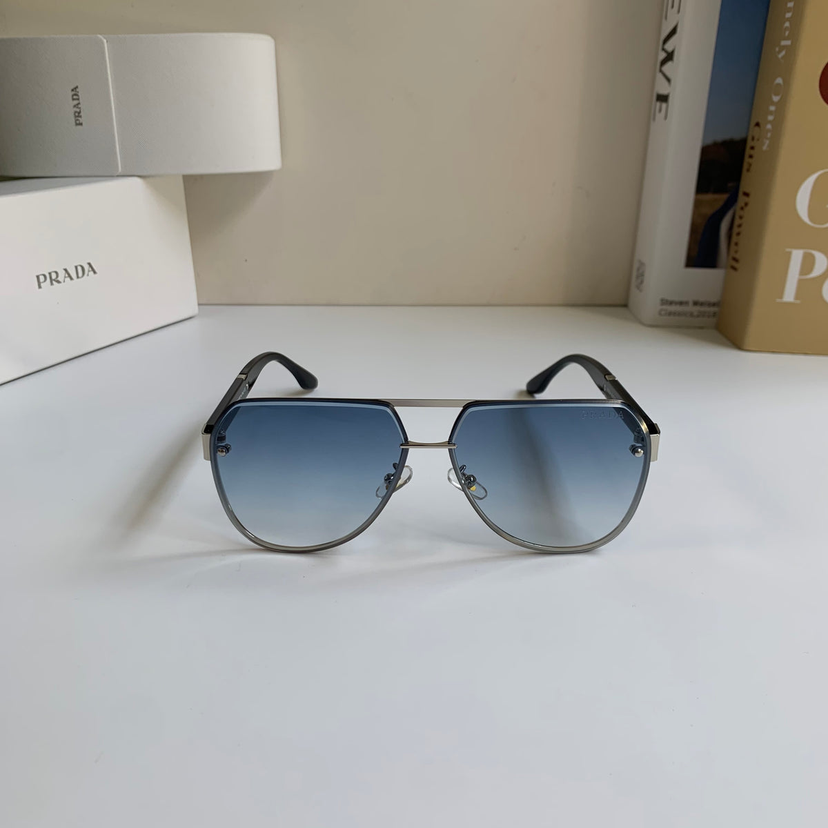Prada Metal Aviator Silver Lens Sunglasses for Men & Women - 398881 - detail image 5