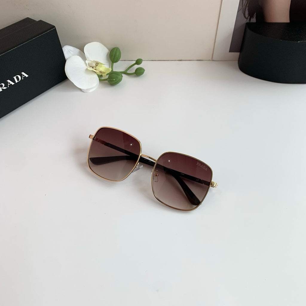 Prada Metal Square Red Lens Sunglasses for Men & Women - 398913